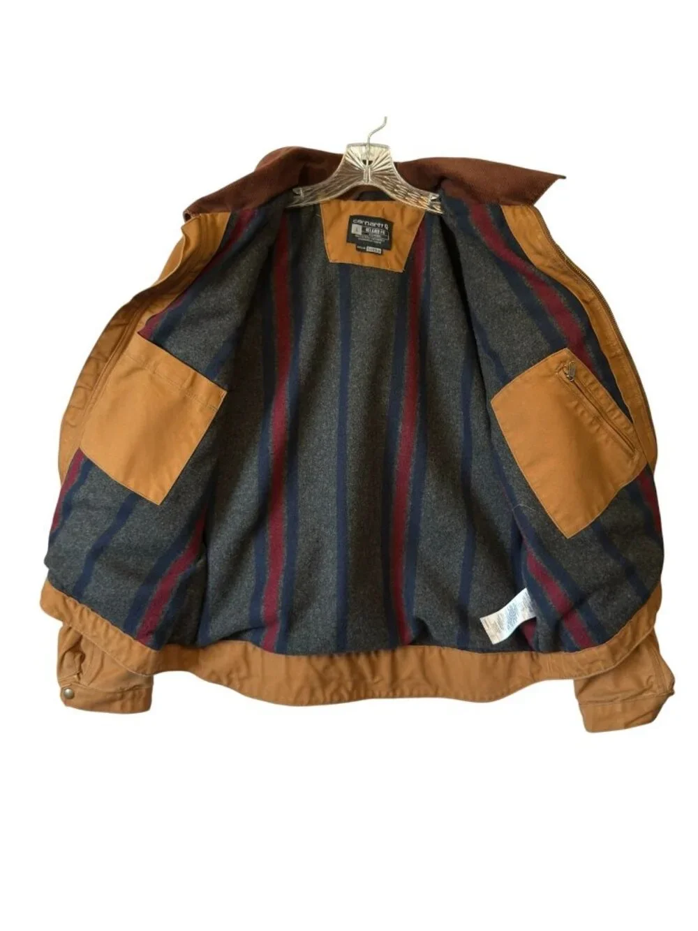 Carhartt Mens Large Iconic J01 Duck Detroit Jacket Blanket Lined Brown - Picture 10 of 13